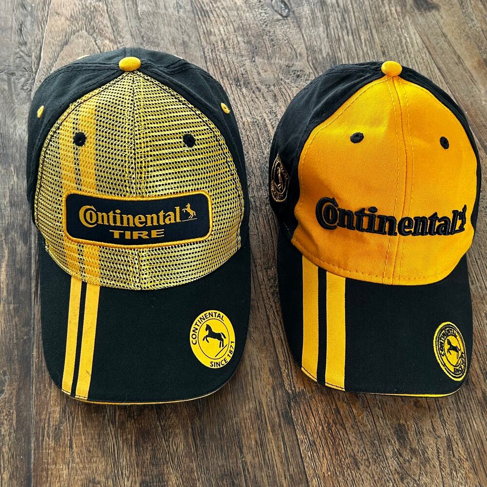 Continental Tire Black & Yellow Lot of 2 Trucker Baseball Cap